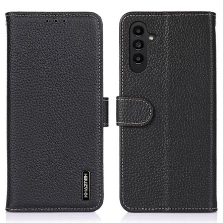 KHAZNEH Til Samsung Galaxy S24 FE Etui i Ægte Koskind - Sort Black