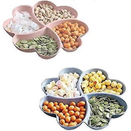 Snackstallrikar med fack, frukttallrik, set om 2, kreativa tallrikar, frukttallrikar, snackstallrikar för snacks, nötter, desserter, snackskål, lätt 