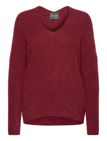Mmthora V-Neck Knit Tops Knitwear Jumpers Burgundy MOS MOSH