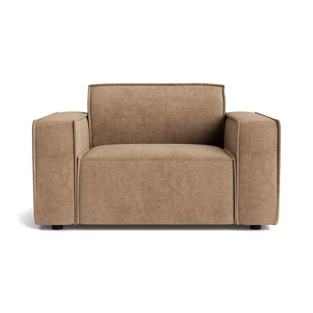 Lyon Sessel Moderner Polstersessel in Capri Dunkelbeige, bequemer Einzelsessel für das Wohnzimmer, zeitloses Design, Breite 80cm