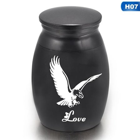 Svart legert kjæledyrurne - Kjæledyr Hund Katt Fugler Mus Kremering Aske Urne Minneskap Columbarium Kjæledyr Minnesmerker Ministørrelse H07