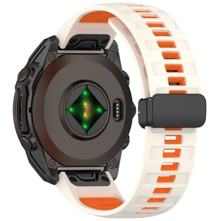 22 mm urrem Garmin Fenix 8 47 mm / Fenix E 47 mm / Quatix 7 Pro Åndbar silikonerem med magnetisk foldelås - Stjernelys + Orange