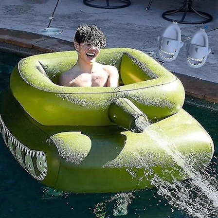 Oppblåsbar tank for svømmebasseng med vannpistol, oppblåsbar tank for svømmebasseng med sprøyteringsring, oppblåsbar leke med håndpumpe - WELLNGS