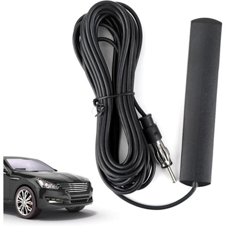 Bilradioantenne, Universal klæbende FM bilantenne til bil, lastbil, Jeep, kompatibel med FM-radio, HD-forstærker, afspiller, med DIN-stikadapter, Vind