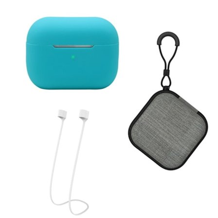 AirPods Pro 2 silikonfodral med rem och förvaringslåda - Mintgrön