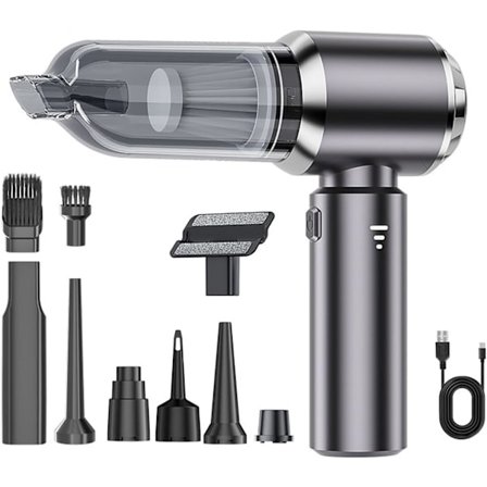 Blåsare & Dammsugare, Tre Hastighetsjusteringsfunktioner, Portabel & Uppladdningsbar Högeffekts Handhållen Sladdlös Dammsugare för Bil, Hög Sugkraft