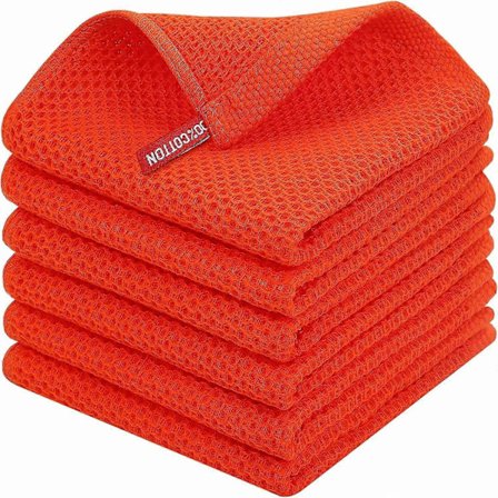 6 kpl 34x34cm Puuvillaiset Vohvelikudotut Keittiöpyyhkeet Nopeaan Puhdistukseen Nopeasti Imeytyvä Rätti Ripustuslenkillä