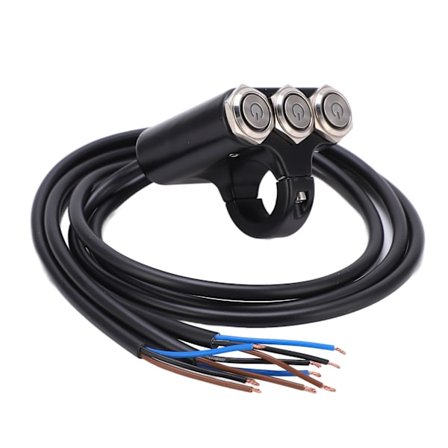 22mm Motorcykelströmbrytare 3 Knappar Vattentät Styrmonterad med LED Blått Ljus Aluminiumlegering 12V