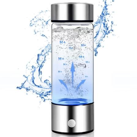 Bærbar Hydrogenvandflaske - 420ML, SPE og PEM-teknologi - Genopladelig Hydrogenvandgenerator i Glas - Hydrering på farten