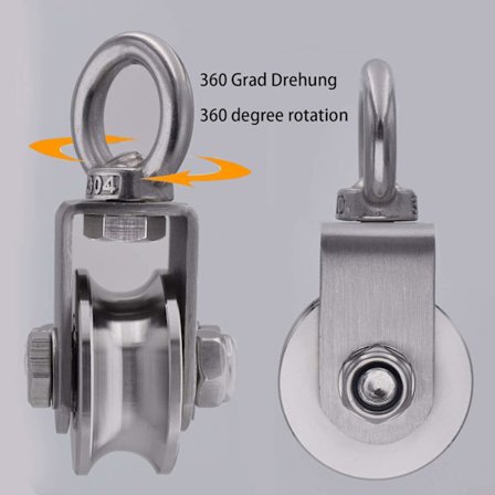 304 rustfritt stål tau trinse trinse, maksimal belastning 500 kg