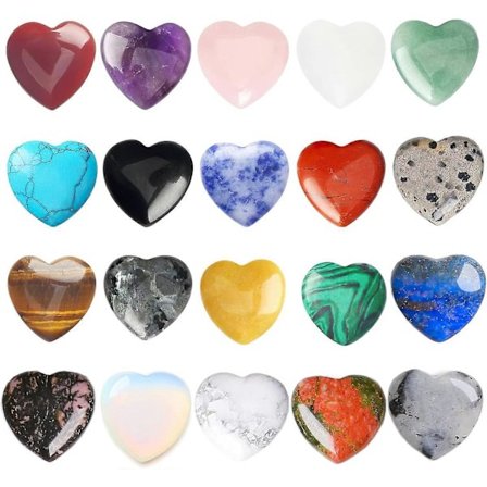 Hjerte Sten 20 stk. Hjerte Healing Sten Ædelsten Sæt Hjerte Lykke Borddekoration Tommel Ædelsten (Tilfældig Farve)
