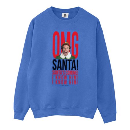 Elf Dam/Damer OMG Santa I Know Him Sweatshirt XL Royal Blue