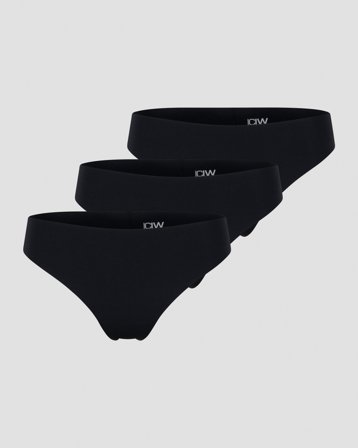 ICANIWILL - Soft Thong 3-pack Black - Undertøj - Damer - Træningstøj fra ICIW