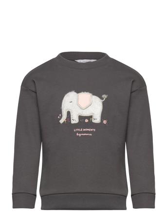 Printed Cotton Sweatshirt Tops Sweatshirts & Hoodies Sweatshirts Grey Mango