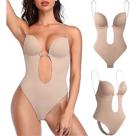 Ryggløs Body Shaper BH med Dyp Utringning, Shapewear U-utringning, Push Up BH for Kvinner