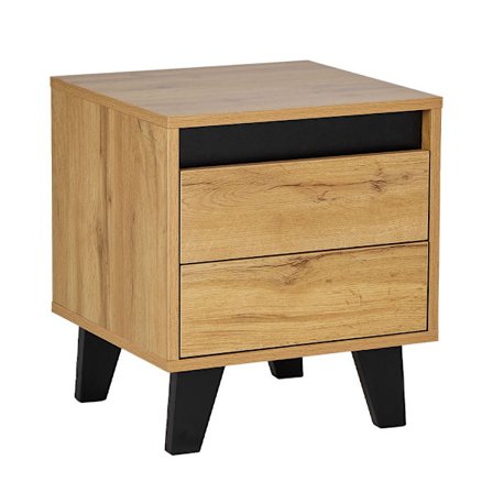 Yöpöytä kahdella laatikolla, Sonoma-tammi ja musta, 40x38x45 cm