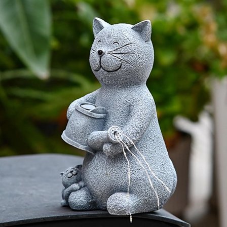 Solcelle Kat Udendørs Statuer Haveindretning med LED Lys Dejlige Kat Statuer til Terrasse Altan Gårdhave Plæne Ornament