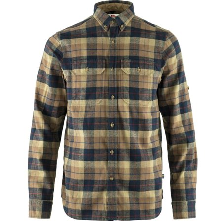 Fjällräven Men's Singi Heavy Flannel Shirt in Dark Sand | Size: XL, Organic Cotton