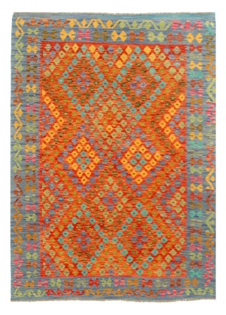 Tappeto Orientale Kilim Afghan Old Style 152X203 Giallo Scuro/Rosso Scuro (Lana, Afghanistan)