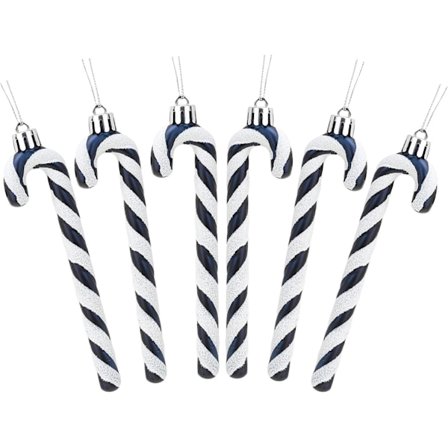 6-13 cm glitter candy cane juletrærpynt 6 stk