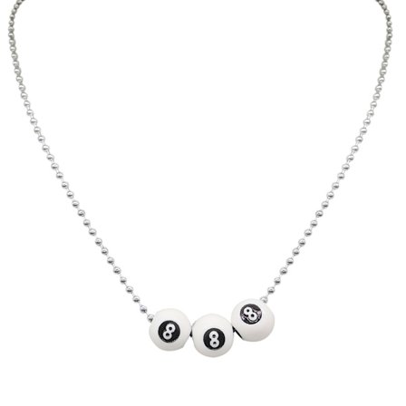Vintage Billard Choker halskæde sort 8 Ball Lucky Statement Y2K Goth Punk Cool