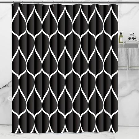 2x78 tommers dusjgardin svart med 12 plastkroker