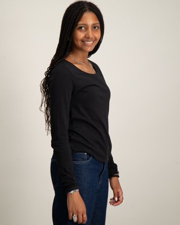 LMTD NLFNOVE LS DEEP O-NECK SHORT TOP Czarny Topy i bluzki Dziewczyna - Kids Brand Store