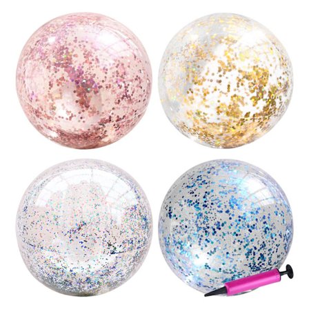 4 kpl 16 tuuman puhallettavia glitter-rantapalloja, konfetti-rantapalloja