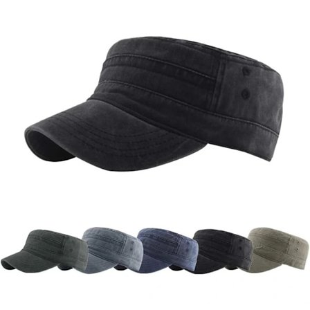 Vintage Militær Kepi Hat til Mænd og Kvinder Justerbar Vasket Bomuld Distressed Army Kasket Unisex Blød Letvægts Flad Skygge Sports Kasket