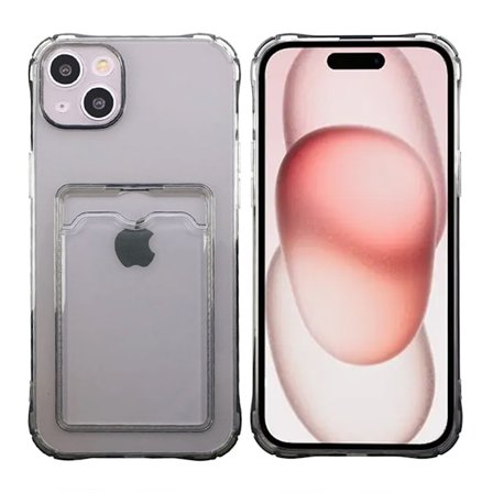 iPhone 15 Stöttåligt Skal med Korthållare - Svart