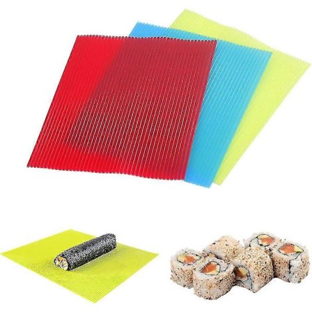 3 stk. Kjøkken Sushi Rullematte Non-Stick Sushi Lagingssett Japansk Plast Sushi Rullemaskin Hjemmelaget for Hjemmekjøkken DIY Sushi Verktøy Plate 