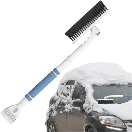 Multifunktionell snöskyffel för bilen - förlängningsbar - tillverkad av aluminiumlegering, med isskrapa - Blå - 1 styck{ROG01}