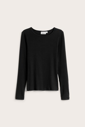 Kappahl | Prążkowany top z długimi rękawami | Czarne