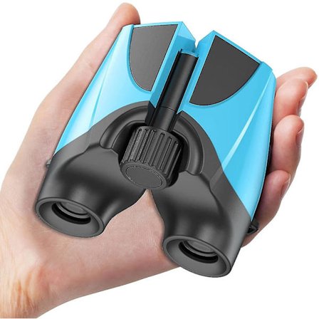 Kikkert for barn og voksne, 10x22 kompakt lett kikkert for fugletitting, jakt, fotturer, (blå)