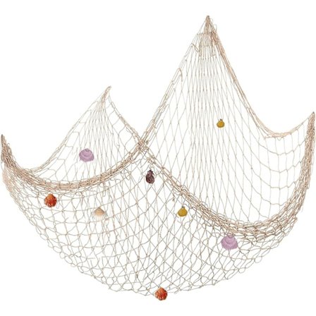 Koristeellinen kalastusverkko, kalastusverkon koriste kuorilla, Välimeren tyyli