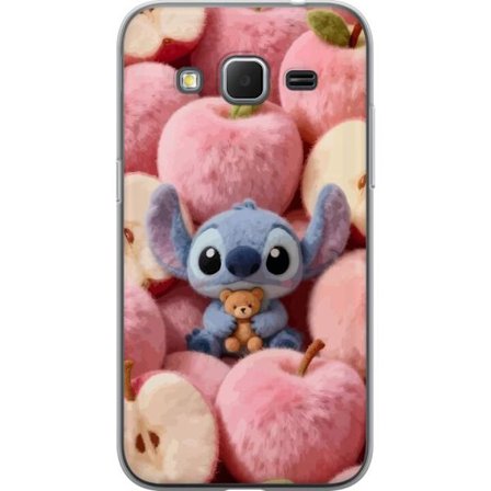 Yhteensopiva Puhelinkuori Samsung Galaxy Core Prime Stitch vaaleanpunaisten pörröisten omenoiden joukossa, joissa on teddy ja söpö kawaii-esteettisyys