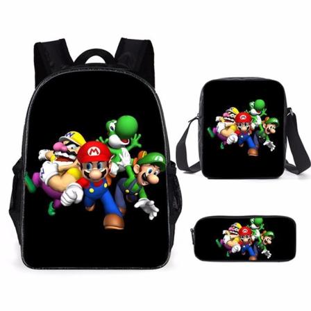 Uusi saapuva sarjakuva Mario-reppu ala- ja lukiolaisille Polyesterilaukku, kolmiosainen set - Perfet 10