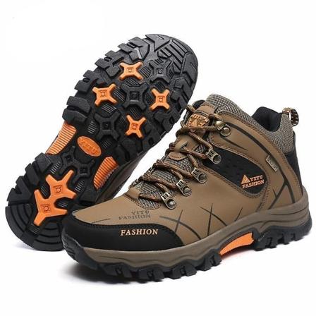 Utomhus halkfria vandringsläder vattentäta sneakers för män Brown 42