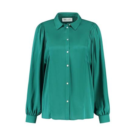 Pom Amsterdam - Blouse - Pacific Green , Groen , Dames , Maat: 2XL
