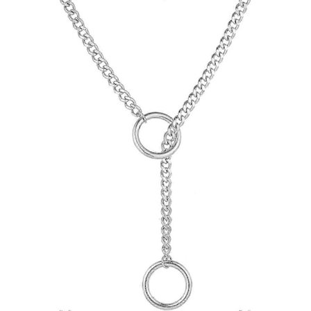 Hjerte O-ring Slip Chain Halskjede for Kvinner Rustfritt Stål Kubansk Kjede Hjerte Halskjede Punk Rock Krage Halskjede Håndlaget Justerbar Lariat Y 