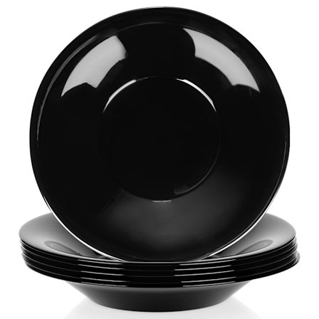 Djupa glastallrikar, svarta, 21,5 cm, 400 ml, set om 6