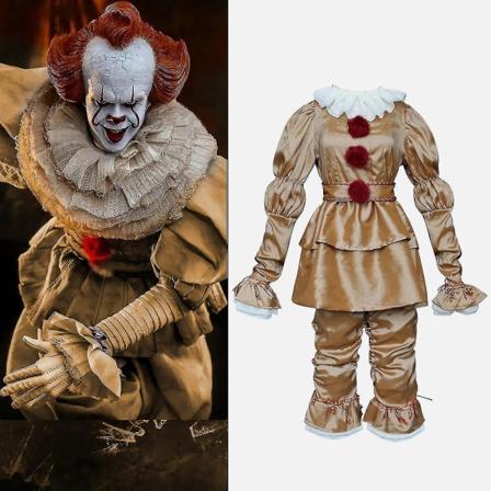Voksenbarn Pennywise Cosplay Kostyme Halloween Fest Herre Klovn Kostyme Sett.z -a Gold With mask Kids S