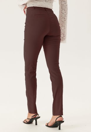 BUBBLEROOM - High Waist Stretchy Trousers - Dark brown