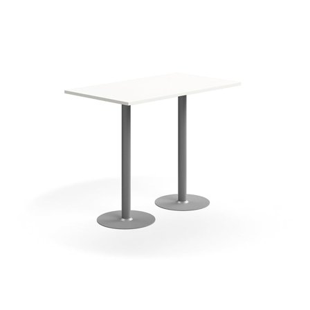 Bar table VERTICUS, 1400x800x1100 mm, white/silver