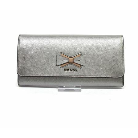 Prada Vintage, Wallets Ribbon Grijs, Dames, Maat:ONE Size,leer