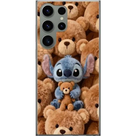 Kompatibel Mobilcover til Samsung Galaxy S23 Ultra Stitch omgivet af brune teddybjørne med en lille teddybjørn i armene i en sød og hyggelig kawaii-de