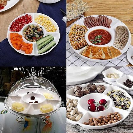 2 st Snackfat 5 Sektions Delad Plasttallrik 25x3cm