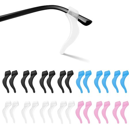 Øregrep til briller - Myke, komfortable, sklisikre holdere - Silikon ørekrok brilleskaft tips hylster holder for briller, solbriller, 14 par 4 farger