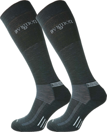 Avignon Terry korkeavartinen merinovillasukka, 2kpl, musta (36/39 or 45/48)