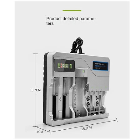 18650 Oppladbar Batteri USB Lader for 18650 3.7 Oppladbar Litiumbatteri(Sølv)